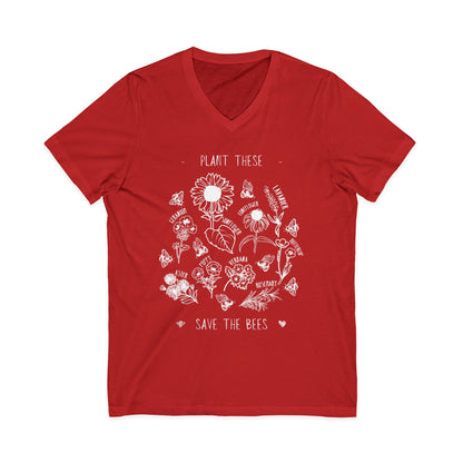 Plant These Save The Bees - Short Sleeve V-Neck Tee