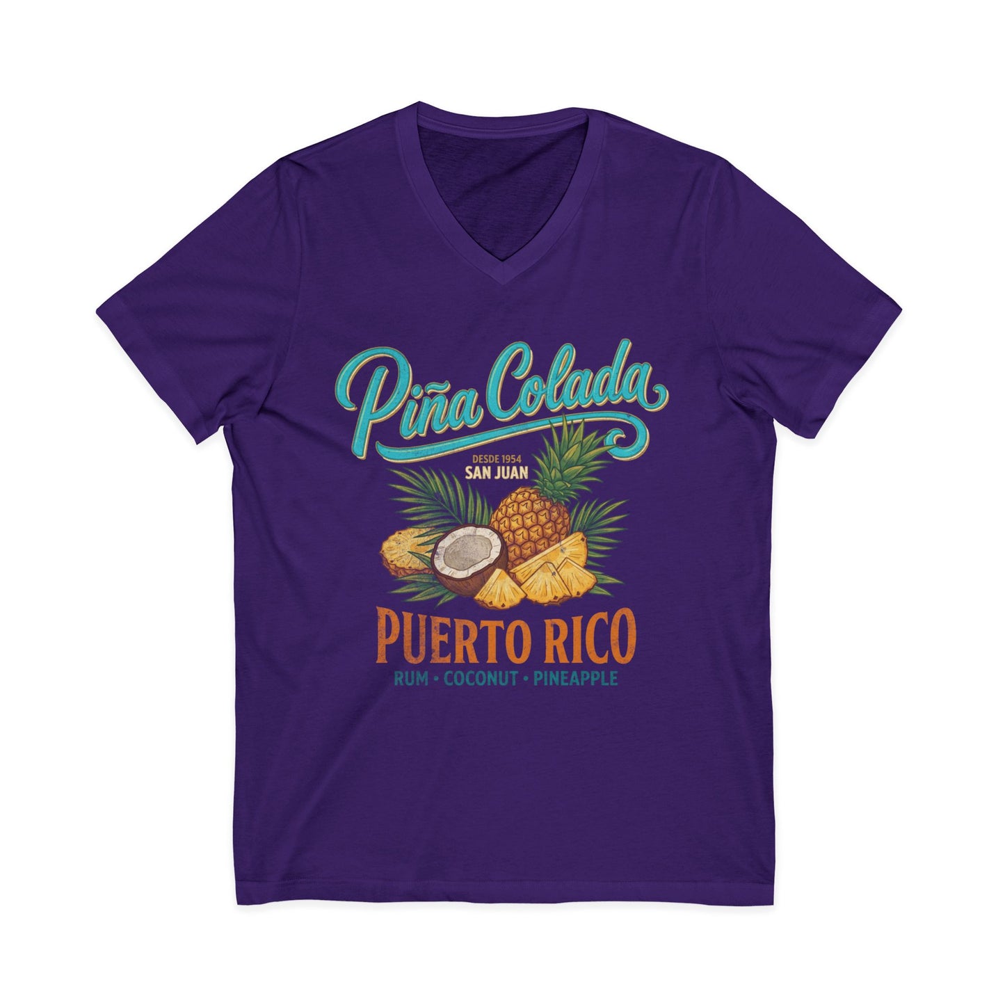 Pina Colada Vintage Print Tee - Short Sleeve V Neck