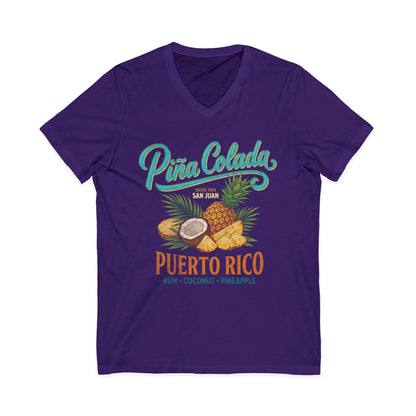 Pina Colada Vintage Print Tee - Short Sleeve V Neck