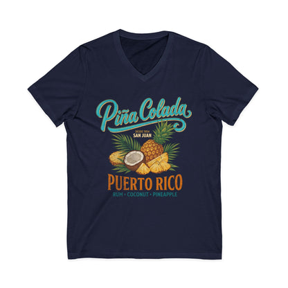 Pina Colada Vintage Print Tee - Short Sleeve V Neck