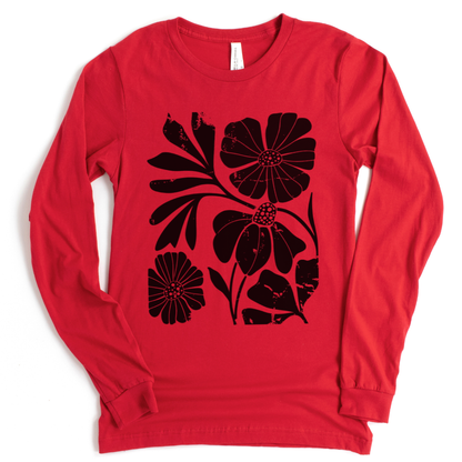 Artistic Boho Floral Print - Bella Canvas Super Soft Long Sleeve T Shirt