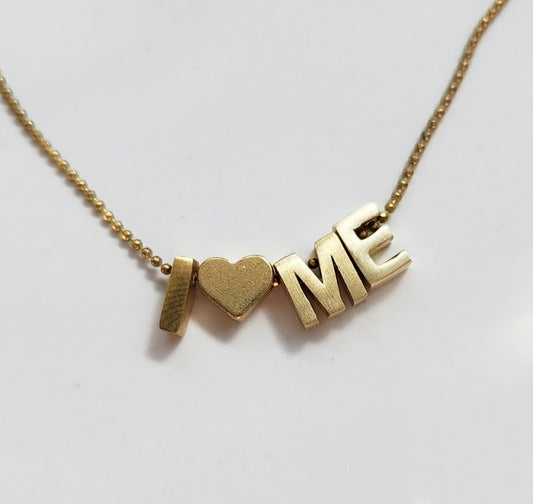 I❤️Me Self Love Affirmation Brass Beaded Charm Necklace