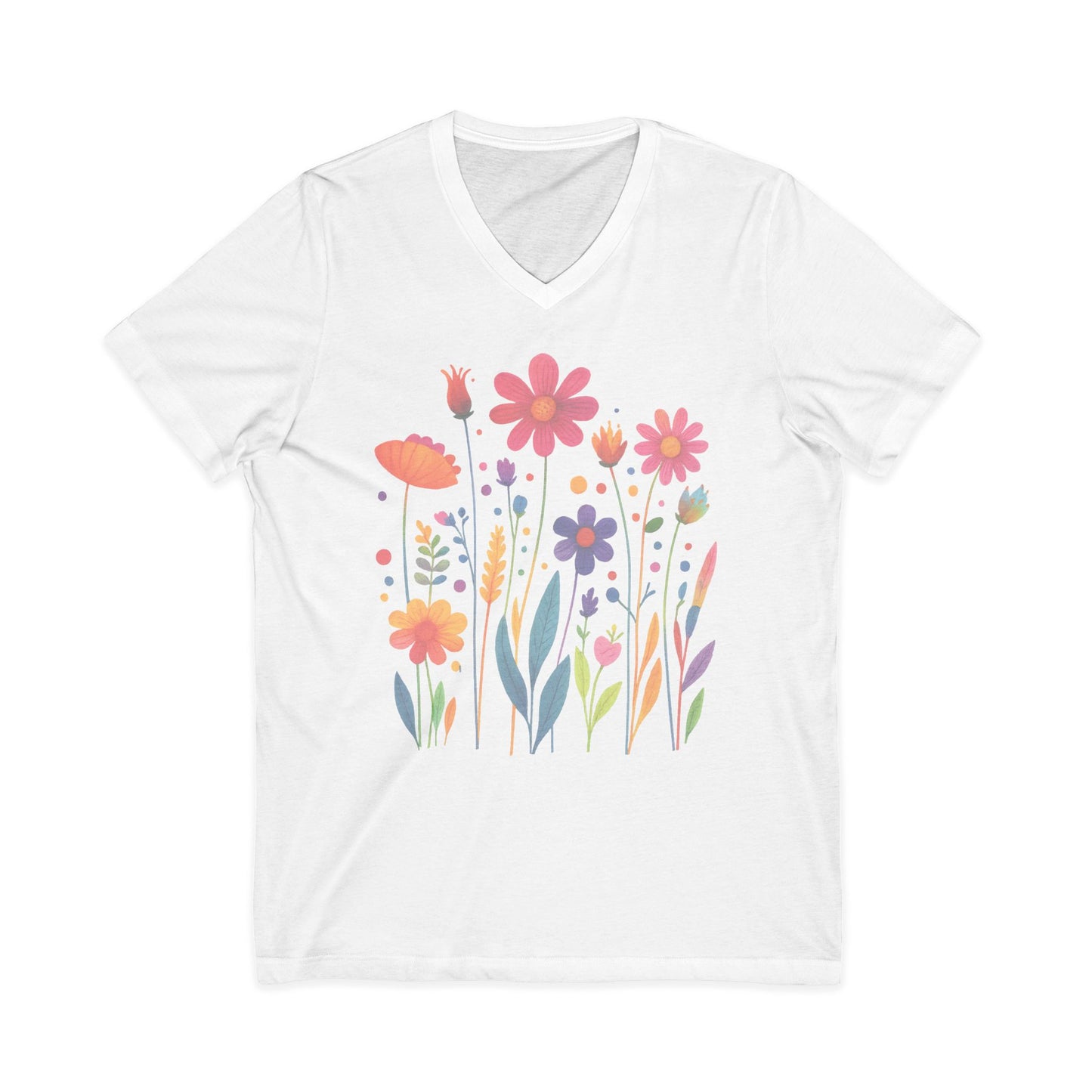 Vibrant Wildflower - Short Sleeve V Neck