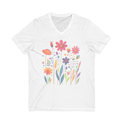 Vibrant Wildflower - Short Sleeve V Neck