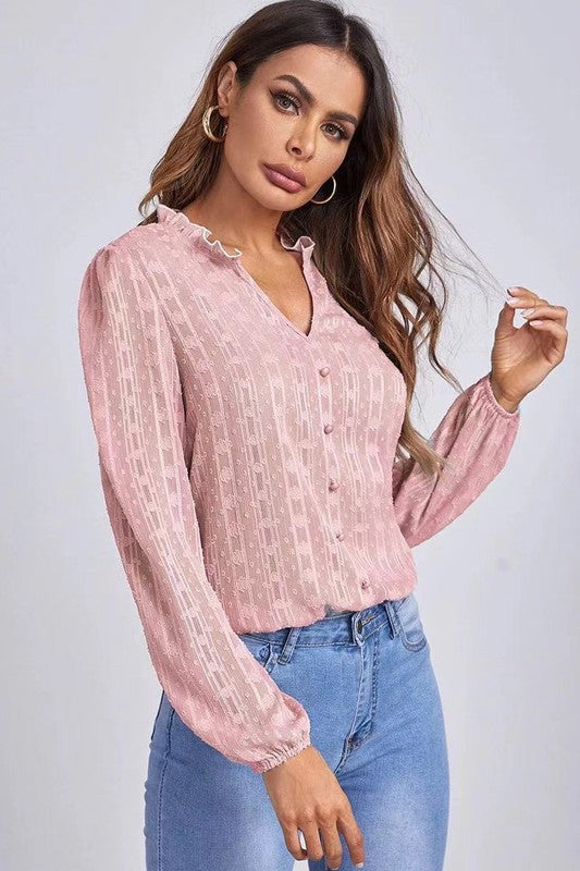 Long Sleeve Sheer Blouse