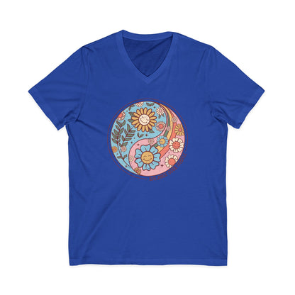 Flowers and Yang - Short Sleeve V Neck