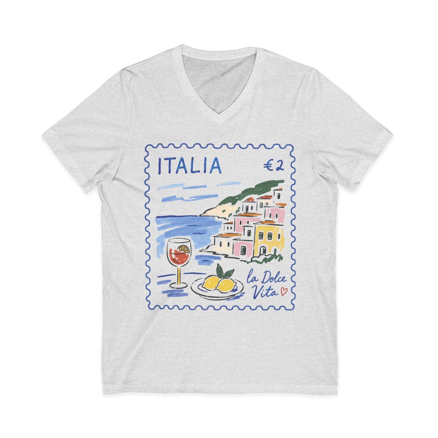 Postage From Positano - Short Sleeve V Neck