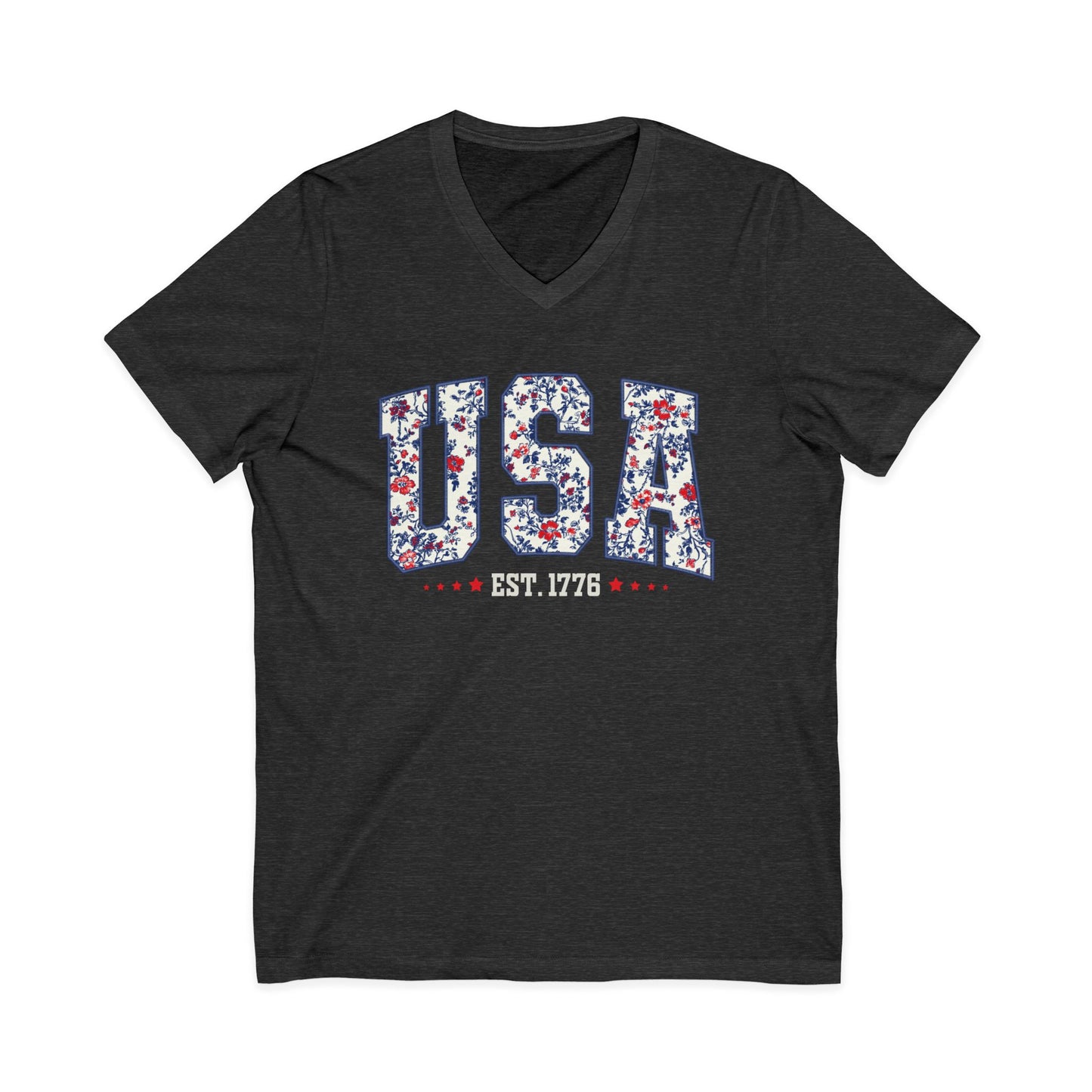 Floral USA - Short Sleeve V Neck