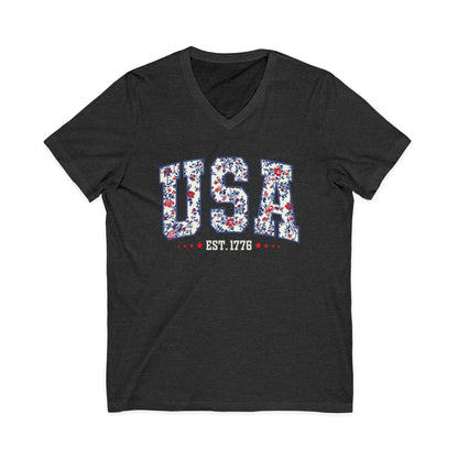 Floral USA - Short Sleeve V Neck