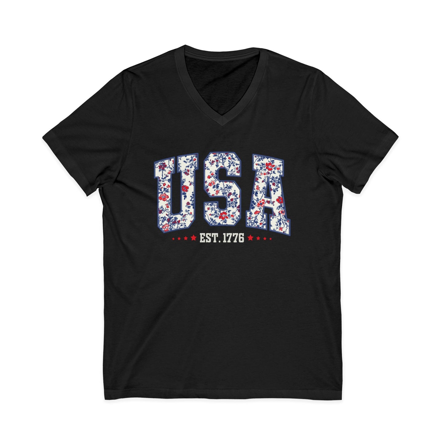 Floral USA - Short Sleeve V Neck