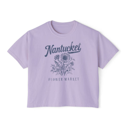 Nantucket Flower Market - Comfort Colors Boxy Cropped Tee