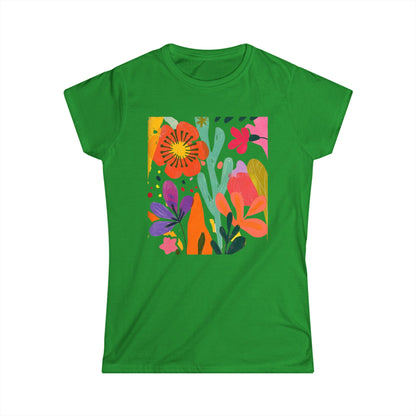 Modern Art Flower Print - Women's Cut Fitted Tee