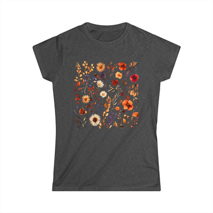 Autumn Boho Floral Print - Women's Softstyle Tee