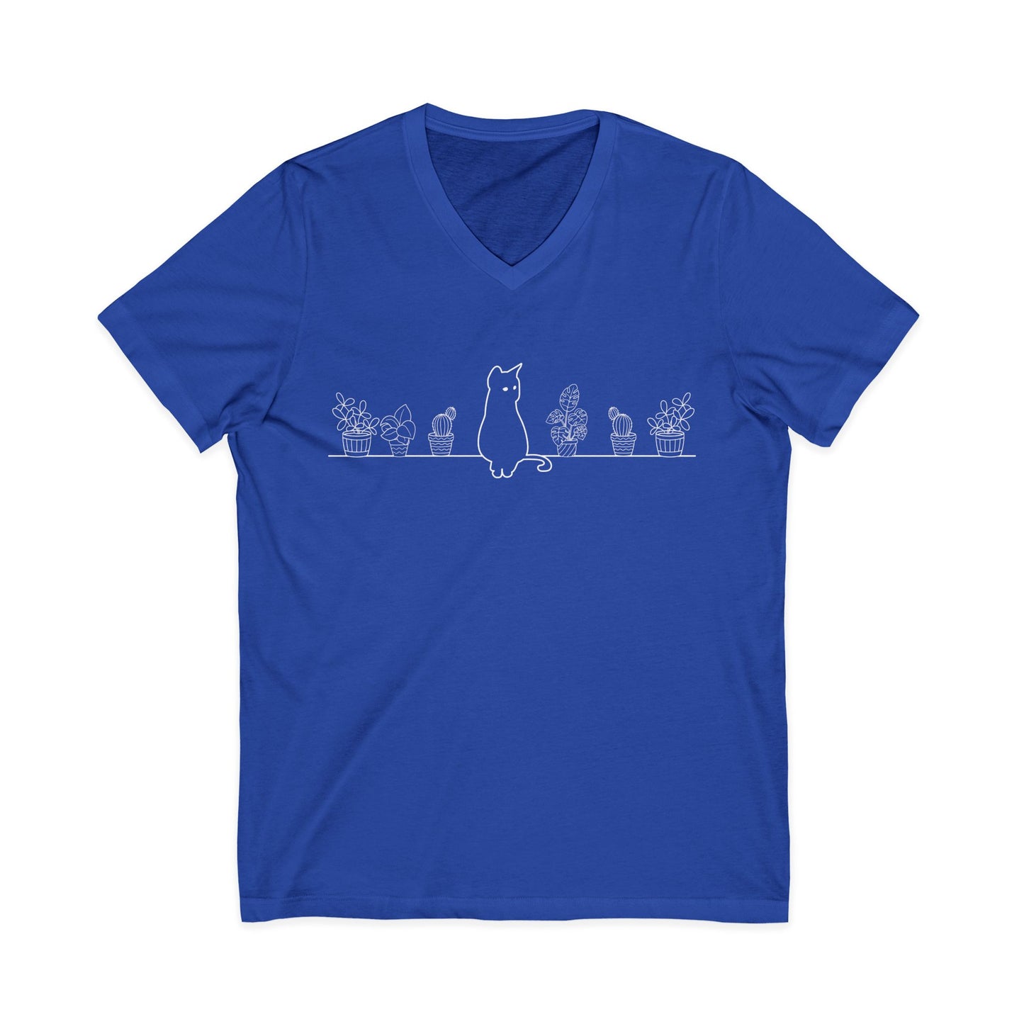 Cat On A Shelf - Short Sleeve V Neck