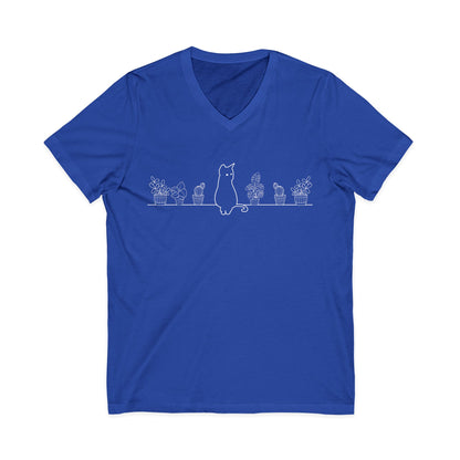 Cat On A Shelf - Short Sleeve V Neck