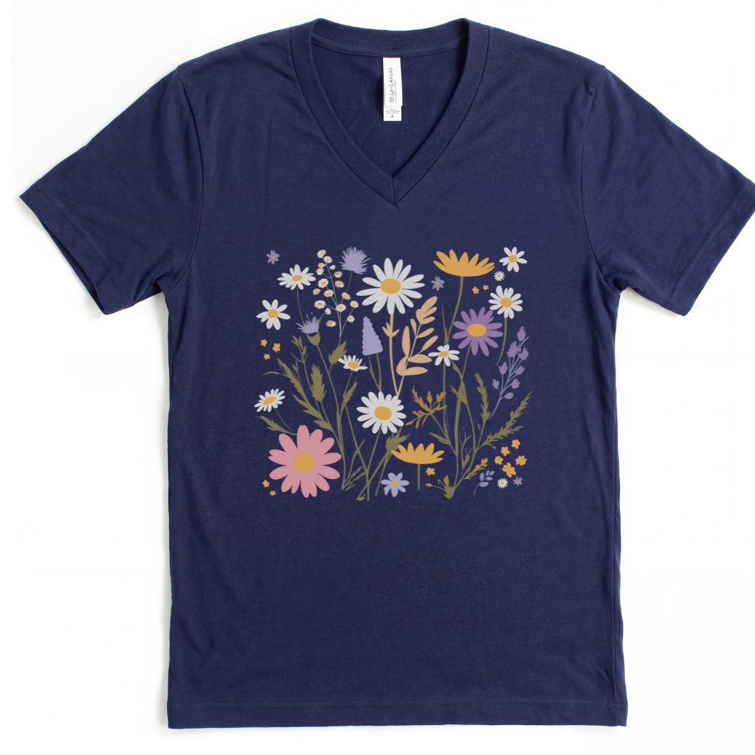 Flower Power - Short Sleeve V-Neck Tee