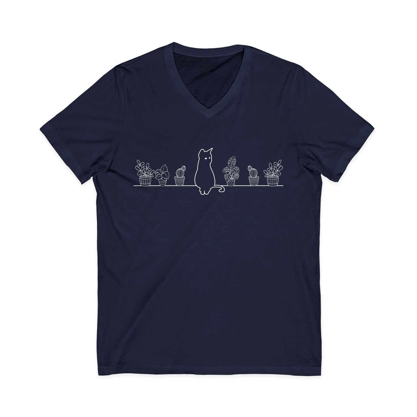 Cat On A Shelf - Short Sleeve V Neck