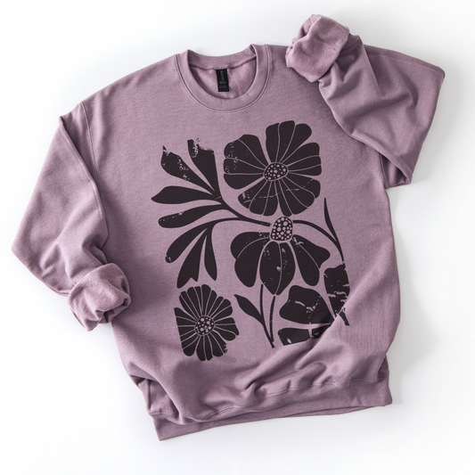 Artistic Boho Floral - Crewneck Fleece Sweatshirt