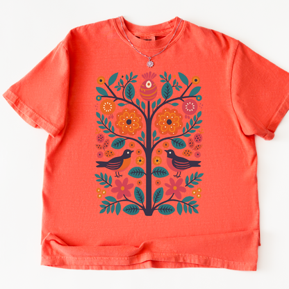 Folk Art Plant Print -  Comfort Colors Relaxed Fit Premium T Shirt