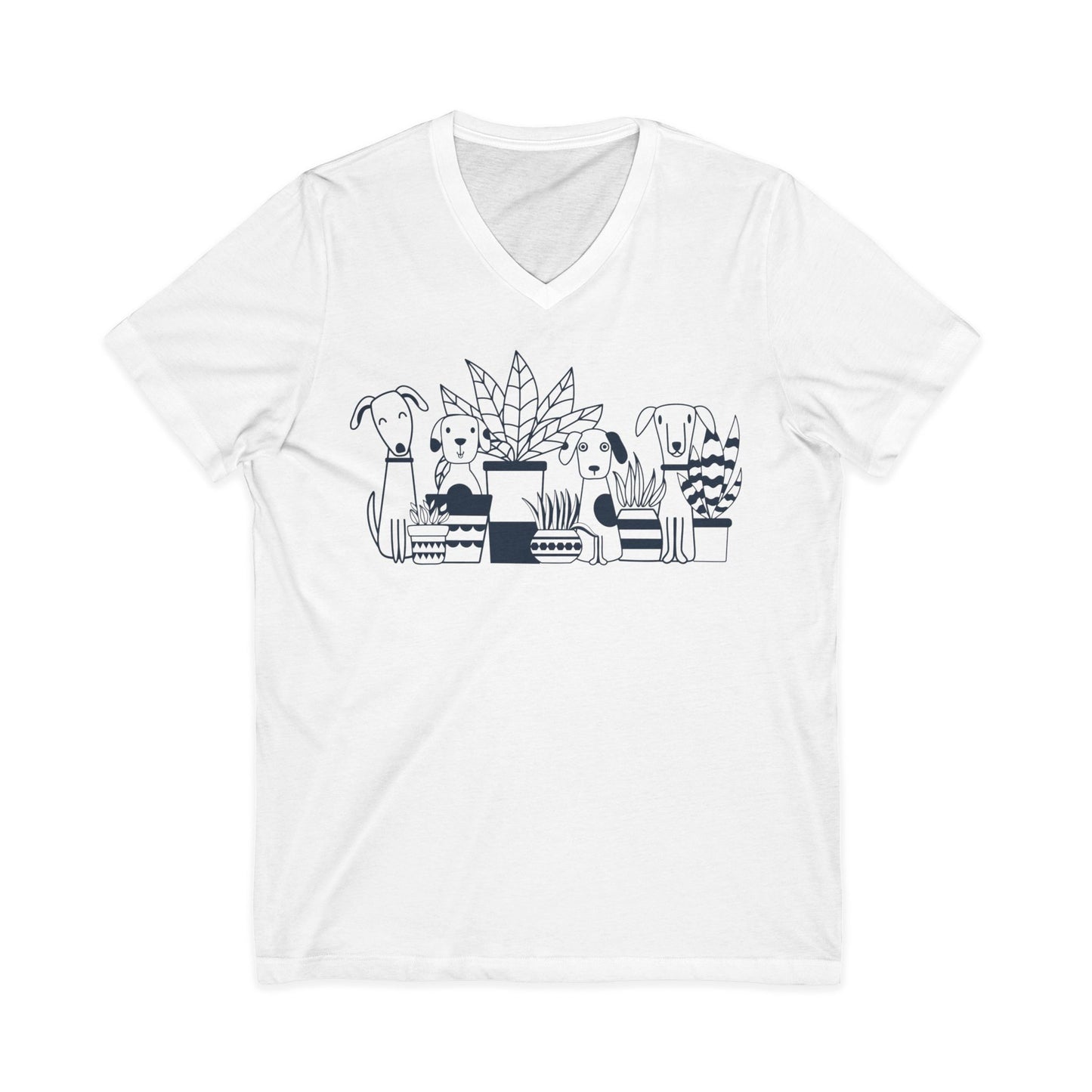 Dogs And Plants - Short Sleeve V Neck