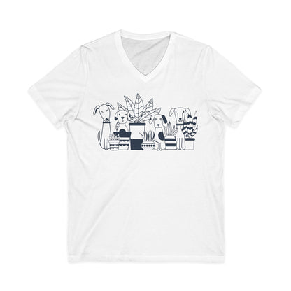 Dogs And Plants - Short Sleeve V Neck