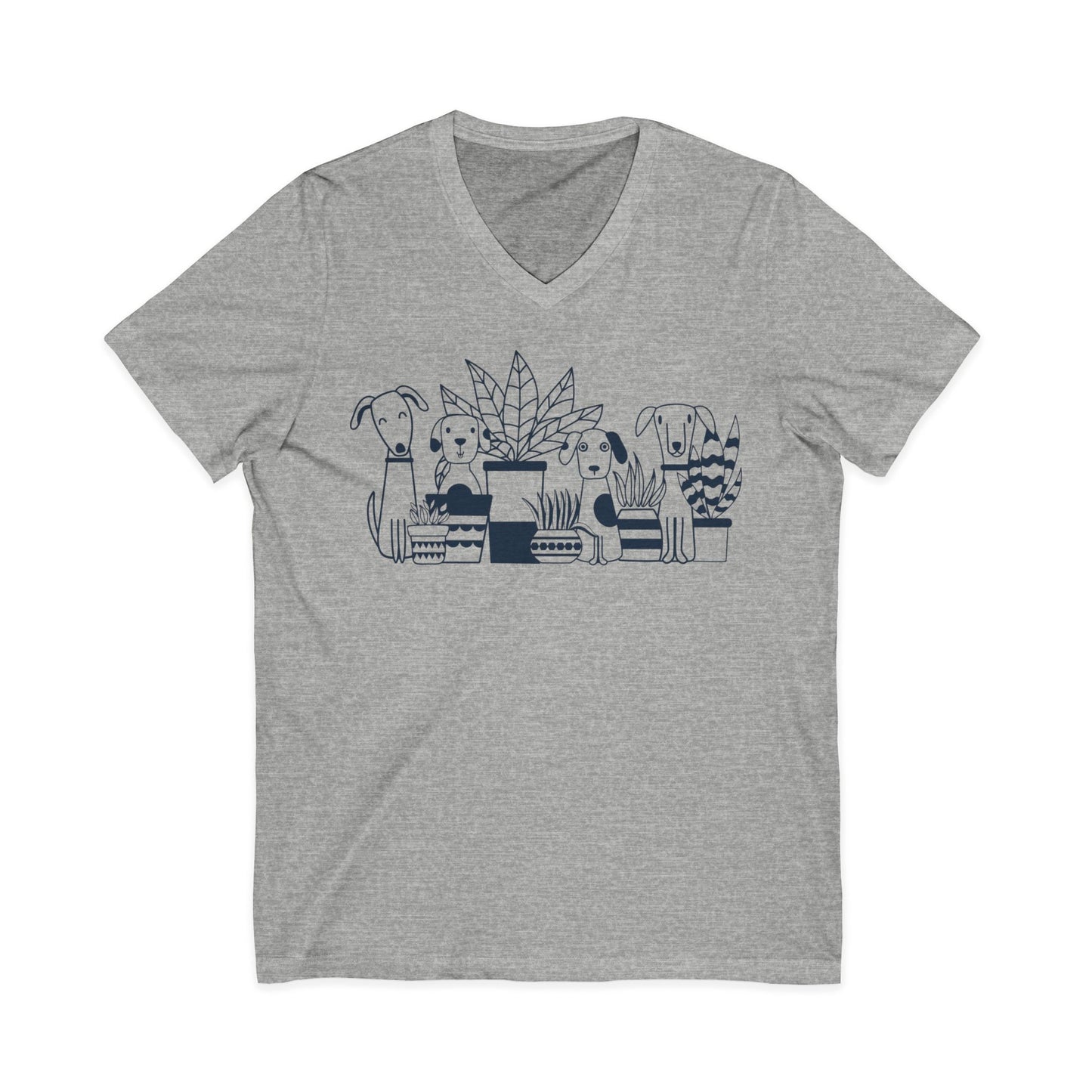 Dogs And Plants - Short Sleeve V Neck