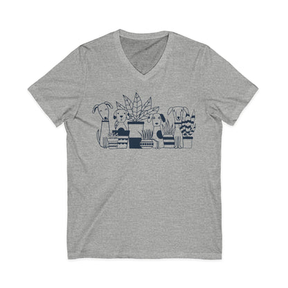 Dogs And Plants - Short Sleeve V Neck
