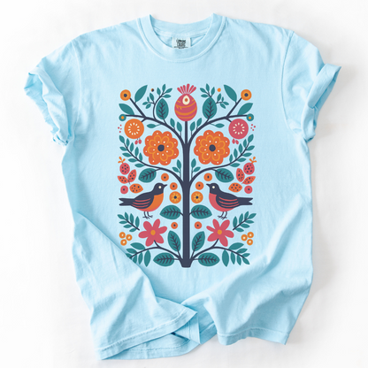 Folk Art Plant Print -  Comfort Colors Relaxed Fit Premium T Shirt