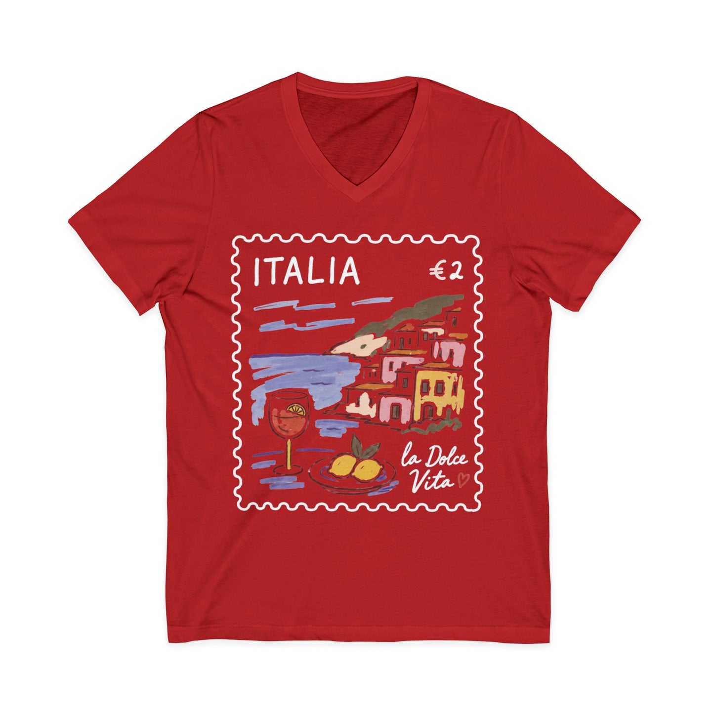 Postage From Positano - Short Sleeve V Neck