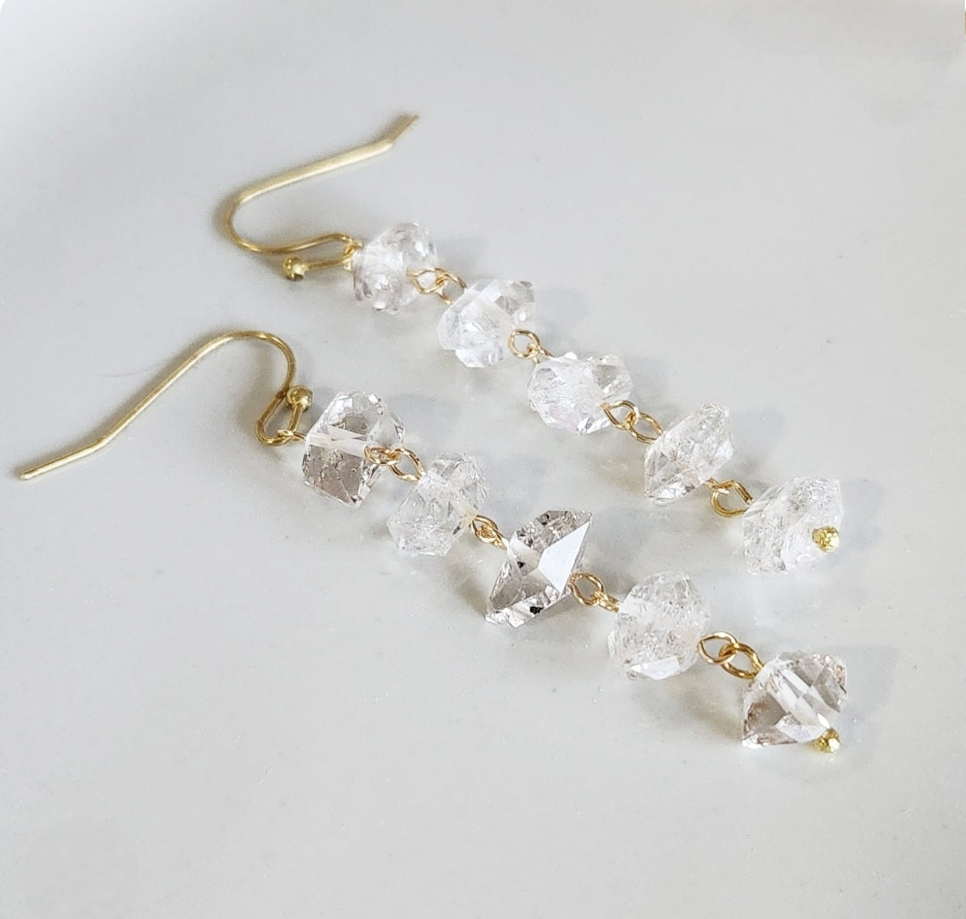 Herkimer Diamond Cascading Beaded Dangle & Drop Earrings