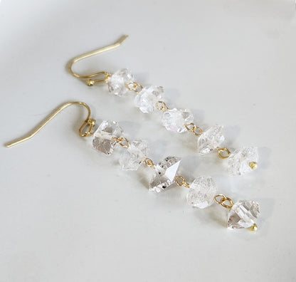 Herkimer Diamond Cascading Beaded Dangle & Drop Earrings