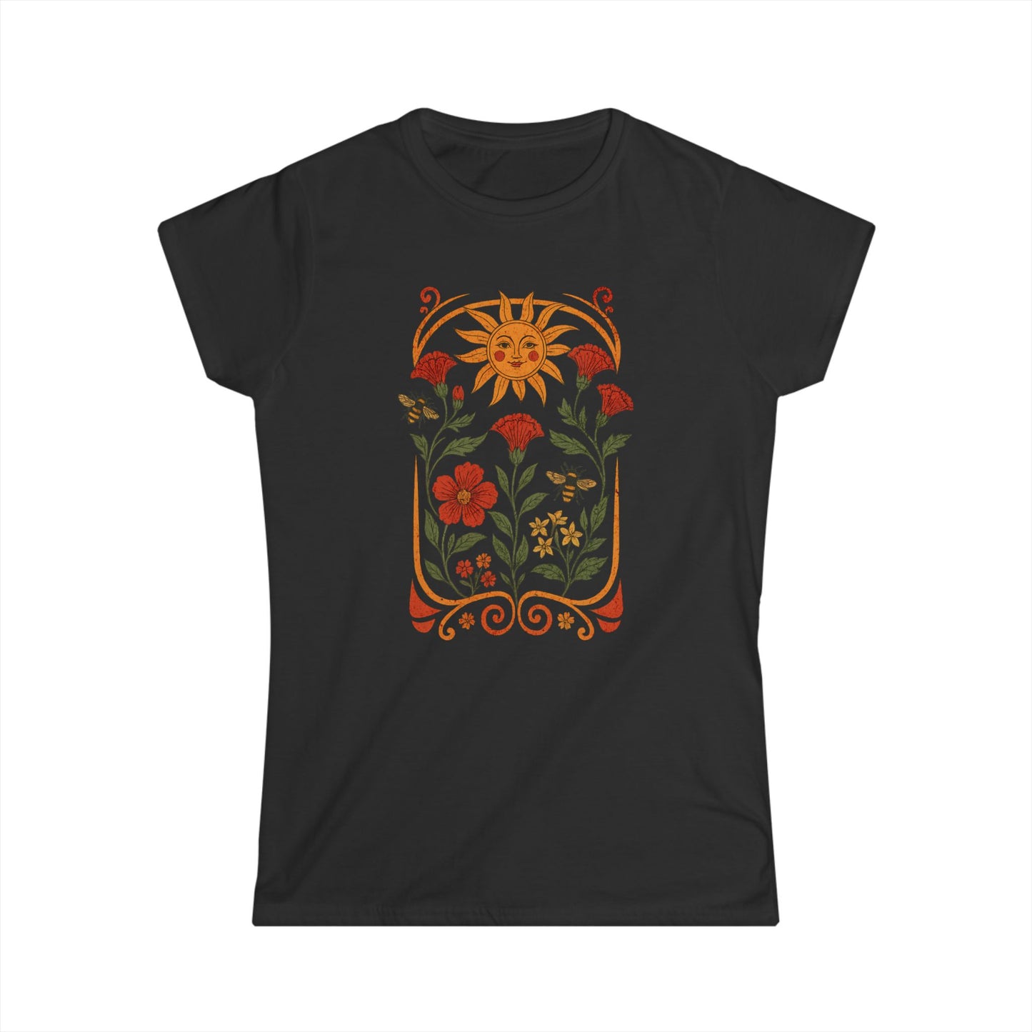 Golden Floral - Women's Softstyle Tee
