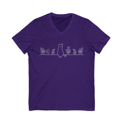 Cat On A Shelf - Short Sleeve V Neck