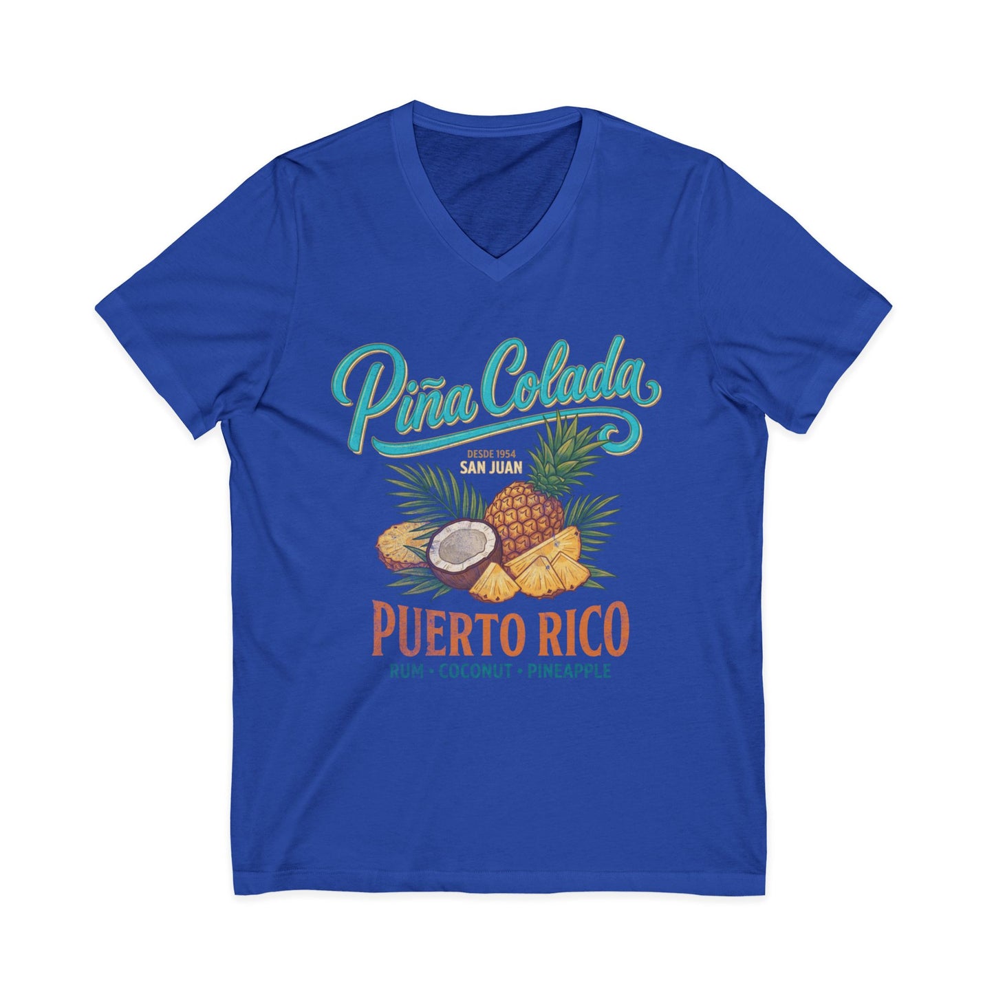 Pina Colada Vintage Print Tee - Short Sleeve V Neck