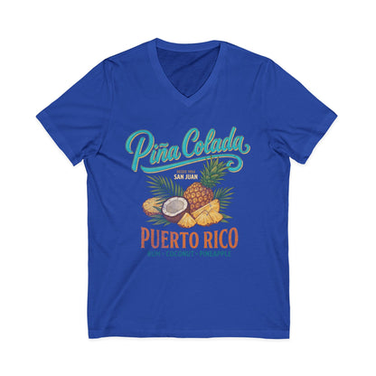 Pina Colada Vintage Print Tee - Short Sleeve V Neck