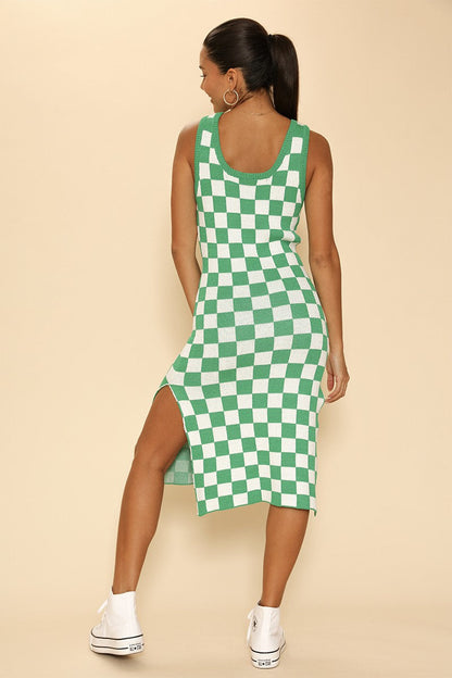 Checkered Knit Tank Dress