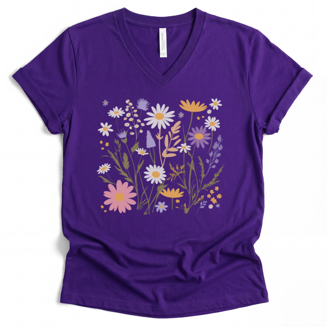 Flower Power - Short Sleeve V-Neck Tee