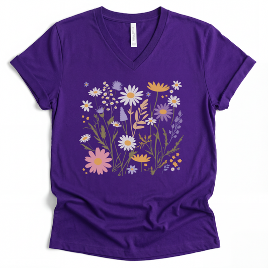 Flower Power - Short Sleeve V-Neck Tee