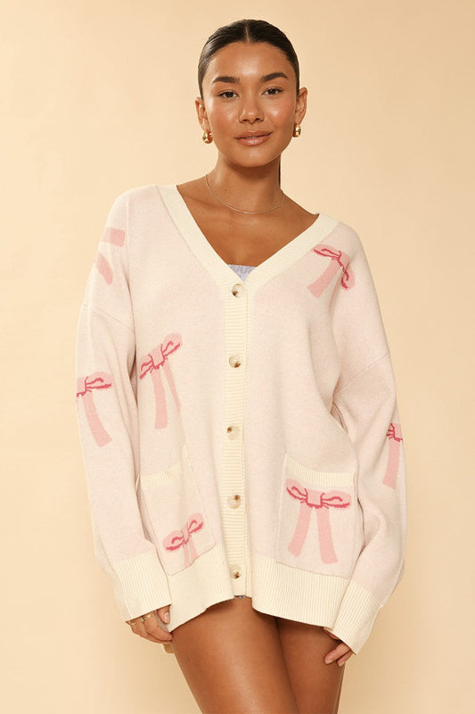 All Over Bow Knit Cardigan
