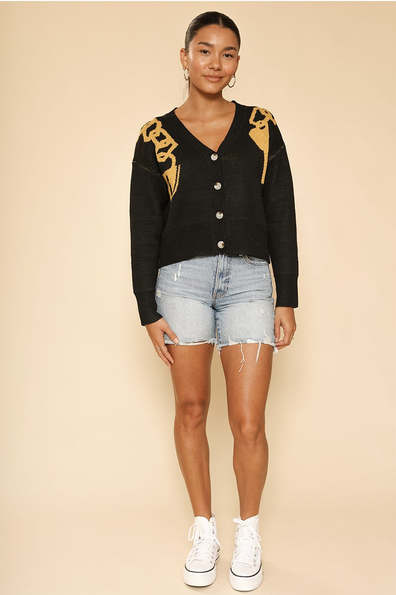 Lock and Key Chain Cropped Cardigan