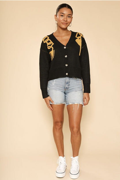 Lock and Key Chain Cropped Cardigan