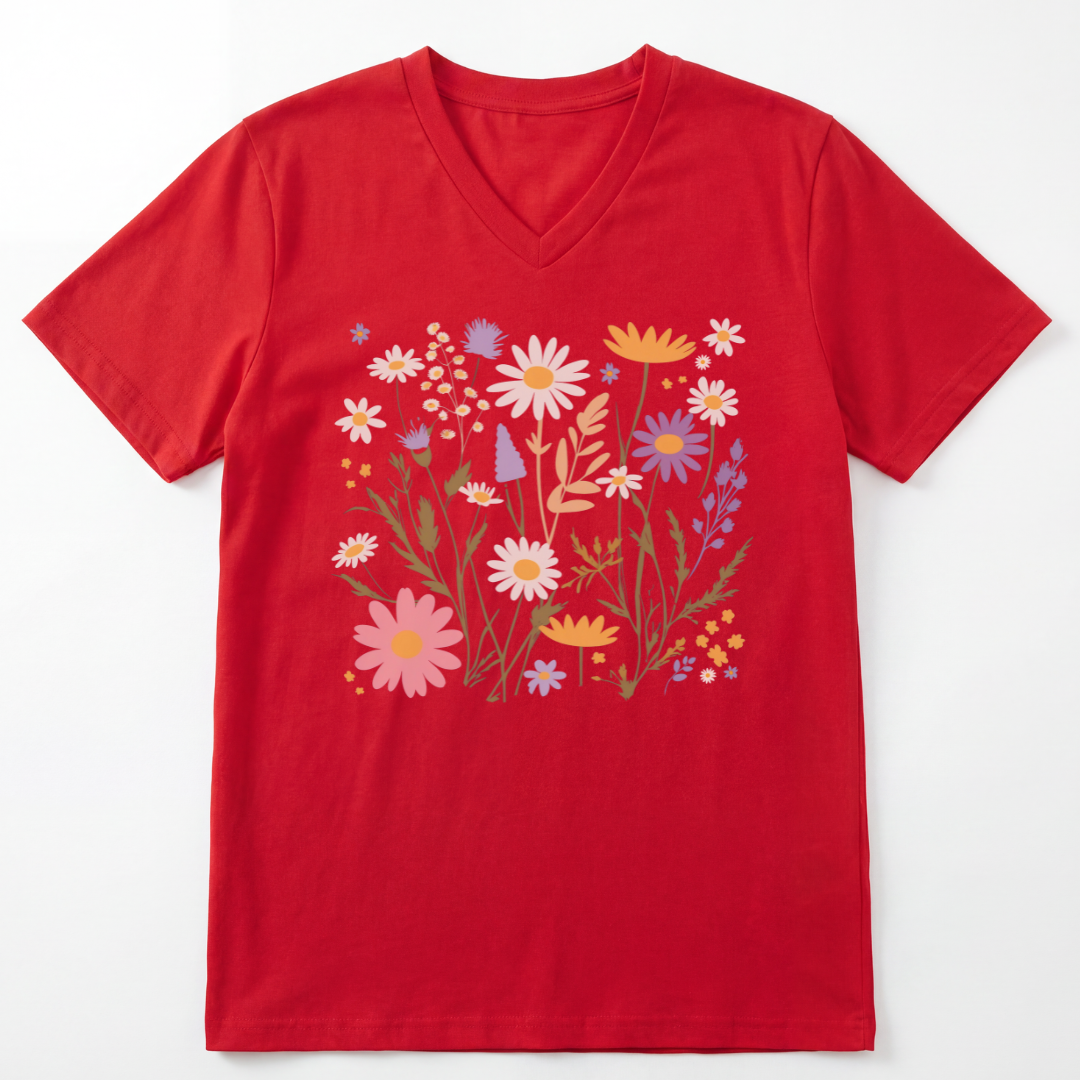 Flower Power - Short Sleeve V-Neck Tee