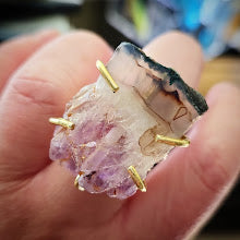 Natural Amethyst Druzy Brass Adjustable Statement Ring
