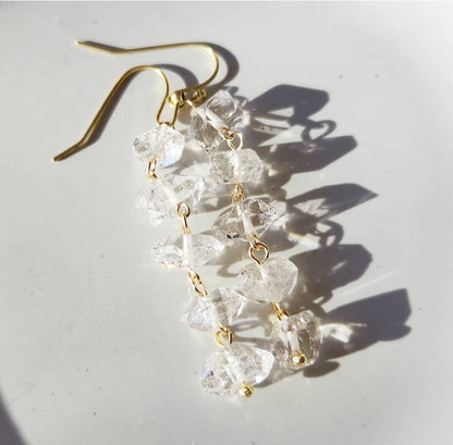 Herkimer Diamond Cascading Beaded Dangle & Drop Earrings