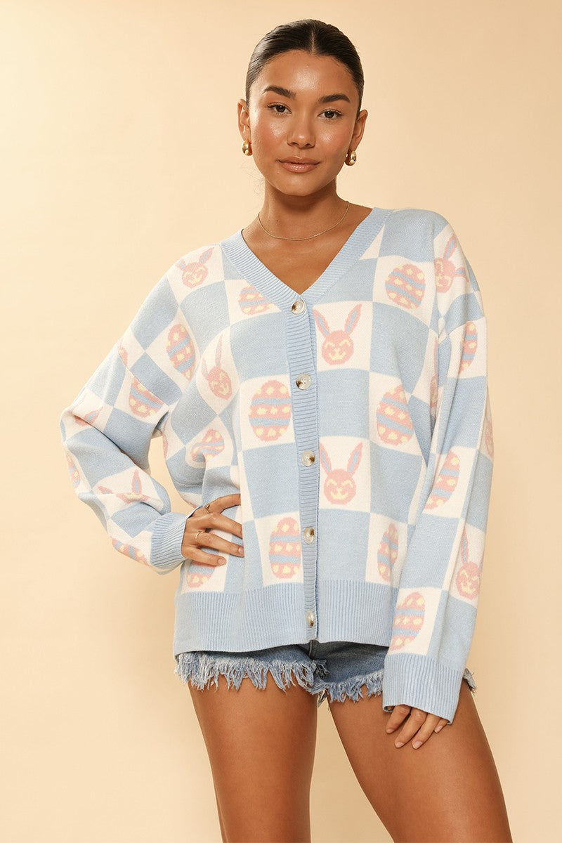 Easter Bunny Check Cardigan