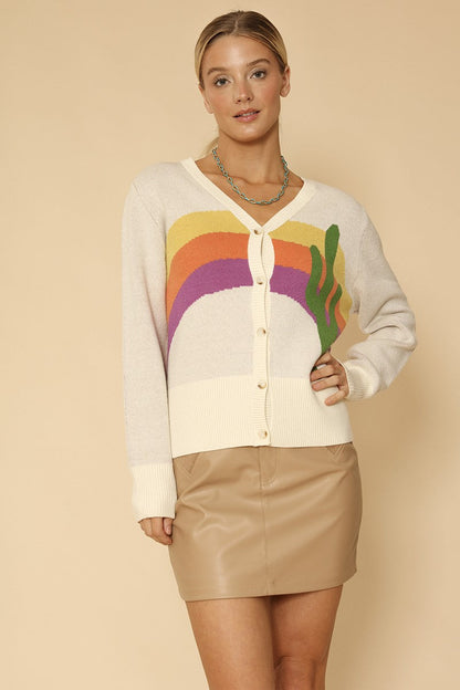 Cactus Rainbow Knit Cardigan