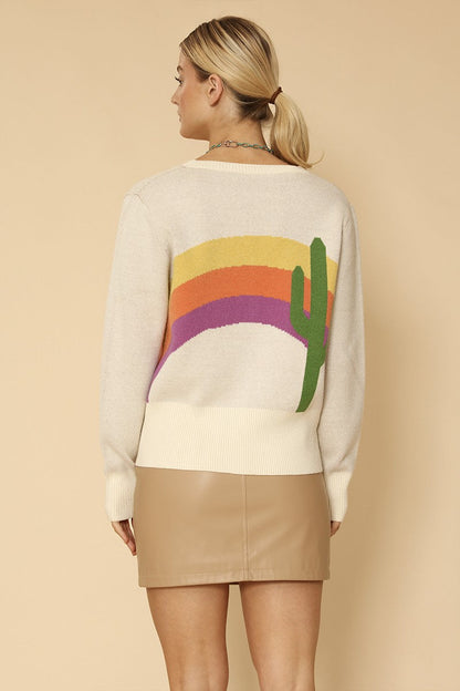 Cactus Rainbow Knit Cardigan