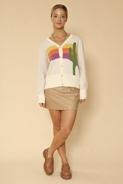 Cactus Rainbow Knit Cardigan
