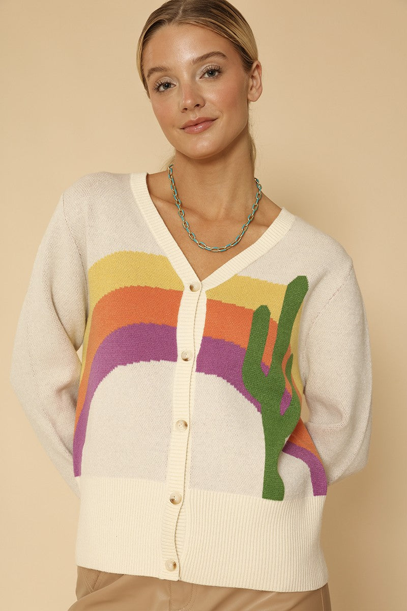 Cactus Rainbow Knit Cardigan