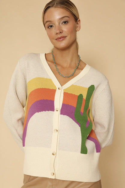 Cactus Rainbow Knit Cardigan
